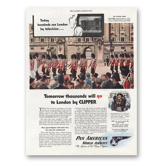 1945 Pan Am Thousands Will Go To London By Clipper Vintage Magazine Print Ad