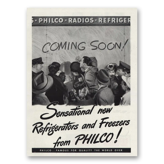 1945 Philco Refrigerator Coming Soon Refrigerators and Freezers Vintage Magazine Print Ad