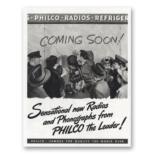 1945 Philco Refrigerator Coming Soon Radios and Phonographs Vintage Magazine Print Ad