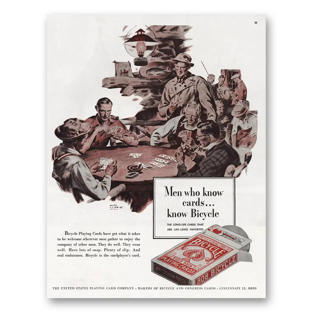 1945 Bicycle Playing Cards Men Who Know Cards Vintage Magazine Print Ad