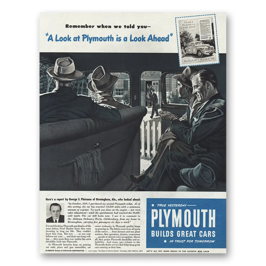 1945 Plymouth Look Ahead Vintage Magazine Print Ad