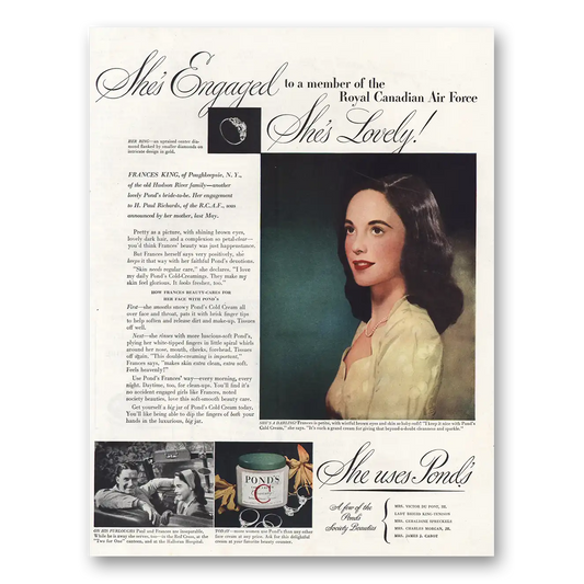 1945 Ponds Cold Cream Frances King Royal Canadian Air Vintage Magazine Print Ad