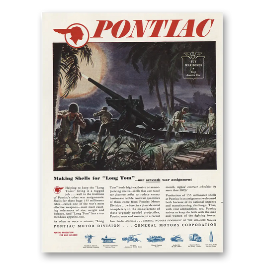 1945 Pontiac Making Shells for Long Tom Vintage Magazine Print Ad