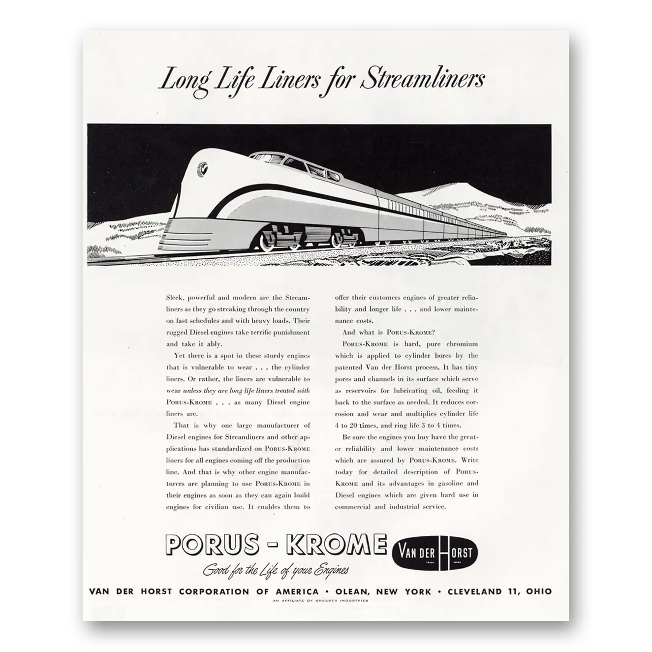 1945 Porus Krome Long Life Liners for Streamliners Vintage Magazine Print Ad