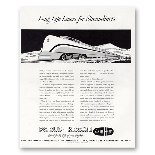 1945 Porus Krome Long Life Liners for Streamliners Vintage Magazine Print Ad