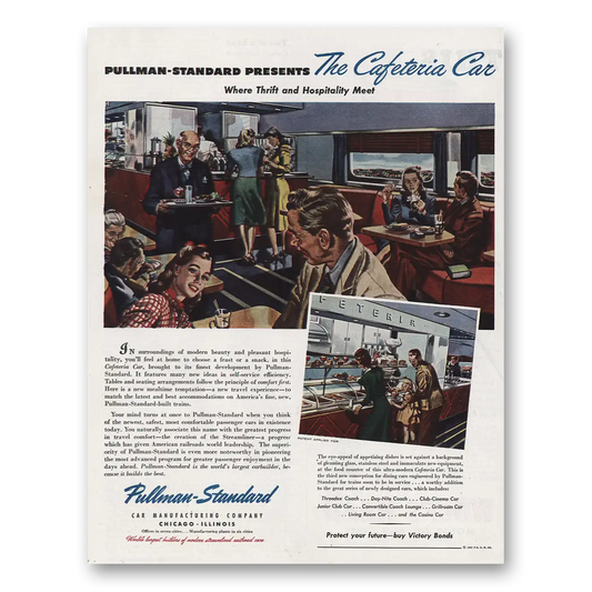 1945 Pullman The Cafeteria Car Vintage Magazine Print Ad