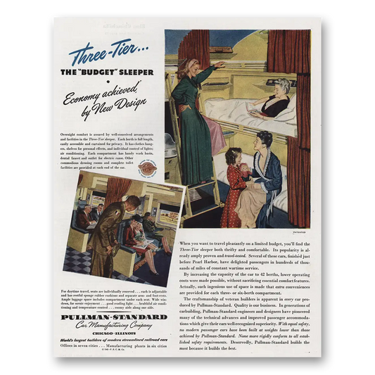 1945 Pullman Three Tier Budget Sleeper Vintage Magazine Print Ad