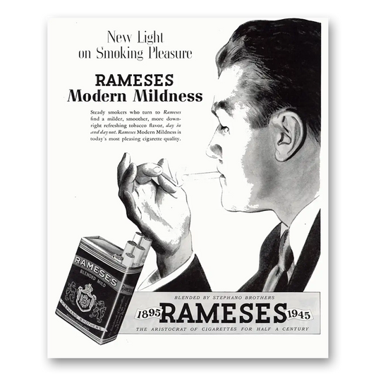 1945 Rameses Cigarettes Modern Mildness Vintage Magazine Print Ad