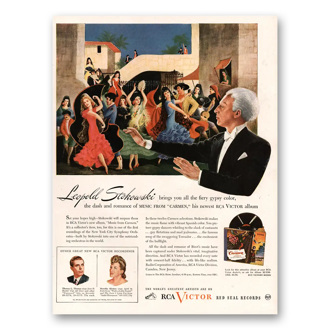 1945 RCA Victor Records Leopold Stokowski Brings You All the Fiery Gypsy Color Vintage Magazine Print Ad