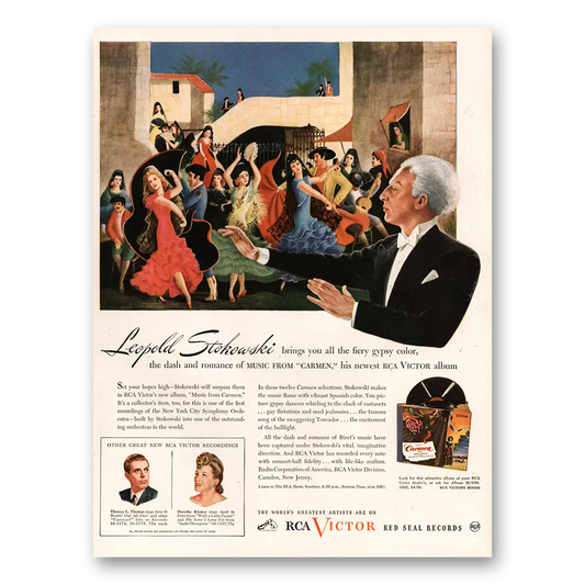 1945 RCA Victor Records Leopold Stokowski Brings You All the Fiery Gypsy Color Vintage Magazine Print Ad