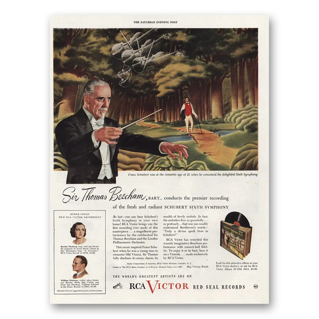 1945 RCA Victor Sir Thomas Beecham Vintage Magazine Print Ad