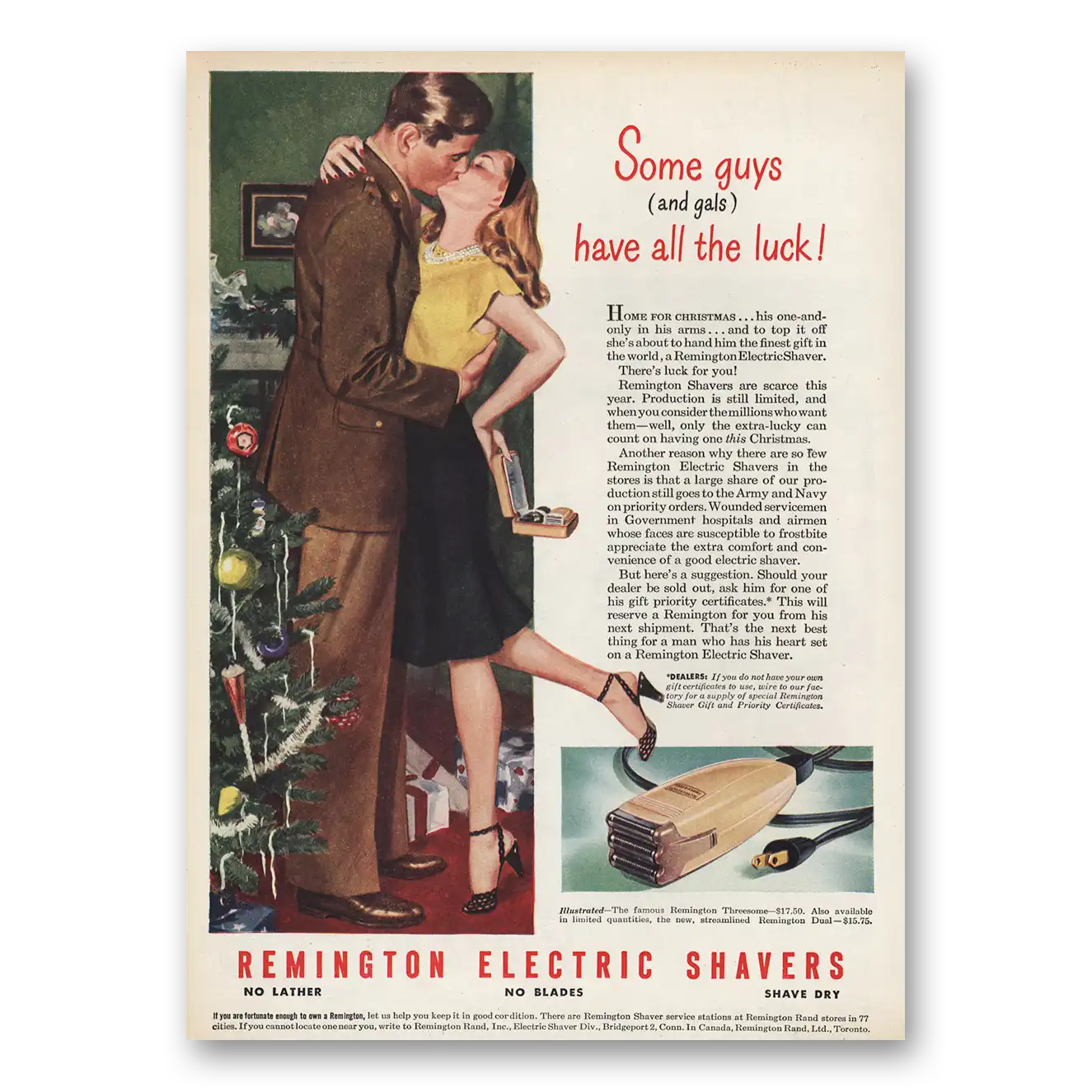 1945 Remington Electric Shavers Some Guys and Gals Vintage Magazine Print Ad