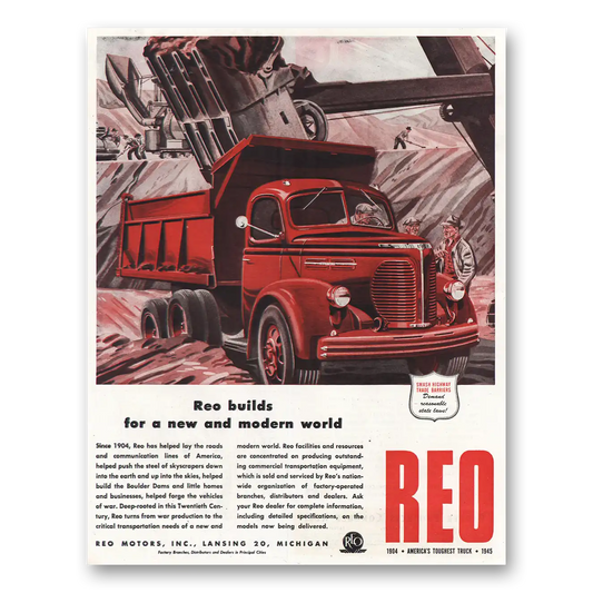 1945 Reo Trucks New and Modern World Vintage Magazine Print Ad