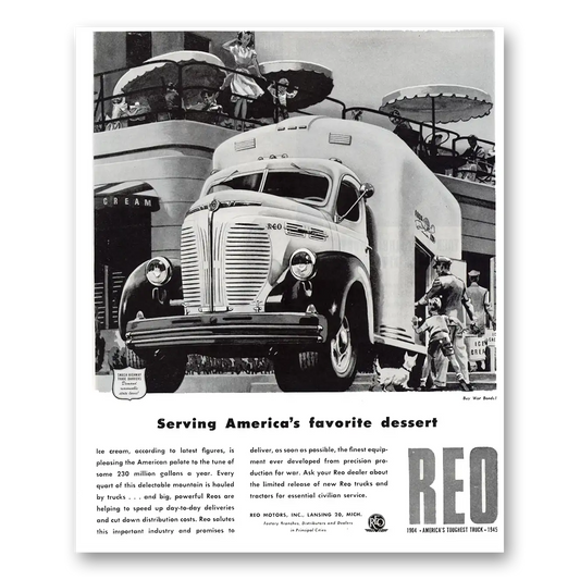 1945 Reo Trucks Americas Favorite Dessert Vintage Magazine Print Ad