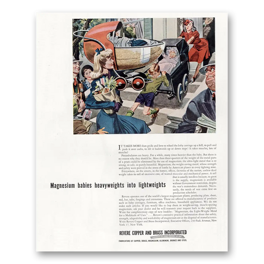 1945 Revere Copper + Brass Magnesium Babies Heavyweights Vintage Magazine Print Ad