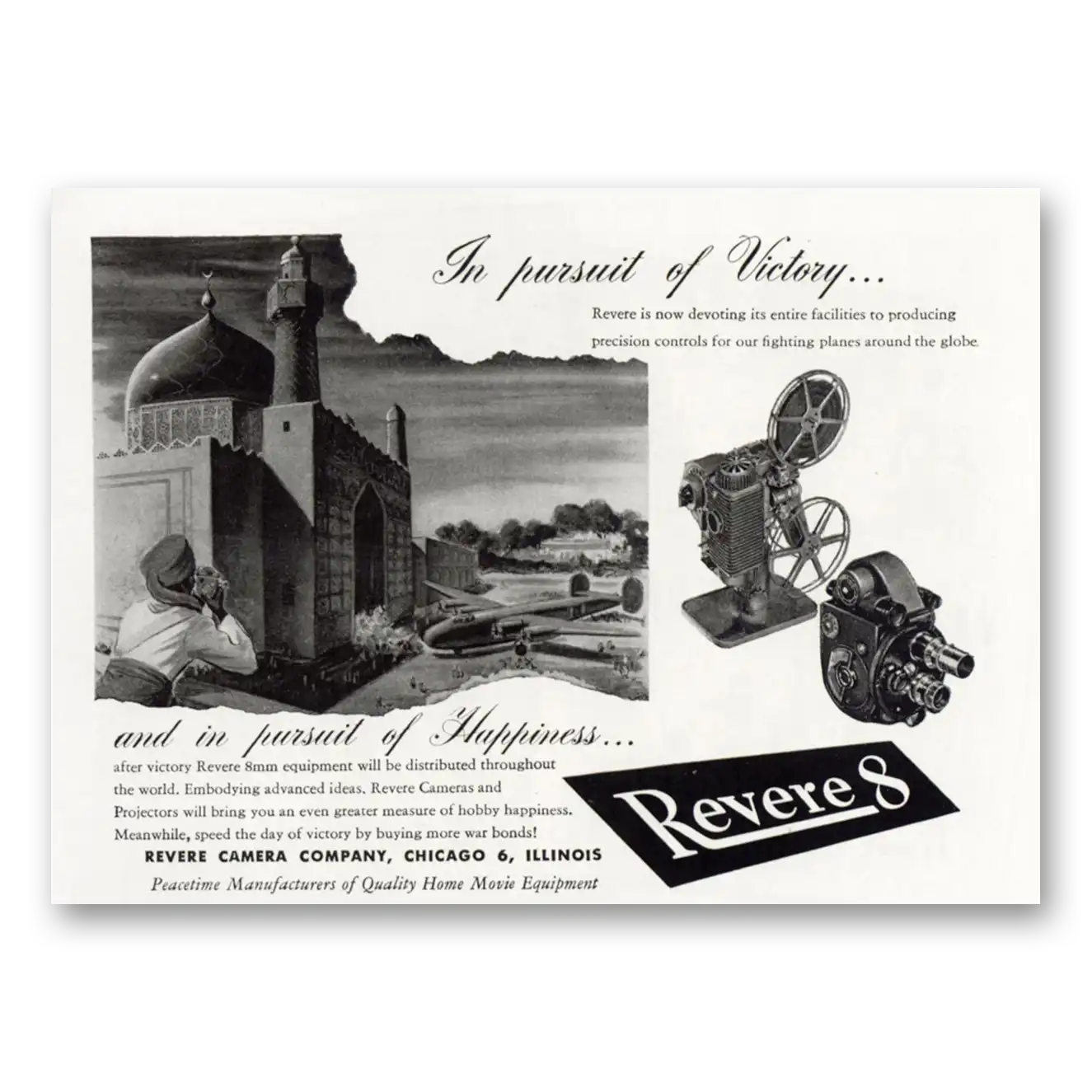 1945 Revere Camera In Pursuit of Victory Vintage Magazine Print Ad