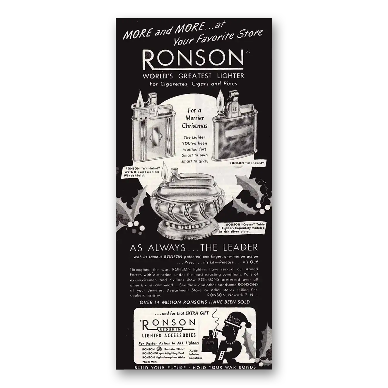 1945 Ronson Lighters World's Greatest Lighter Vintage Magazine Print Ad