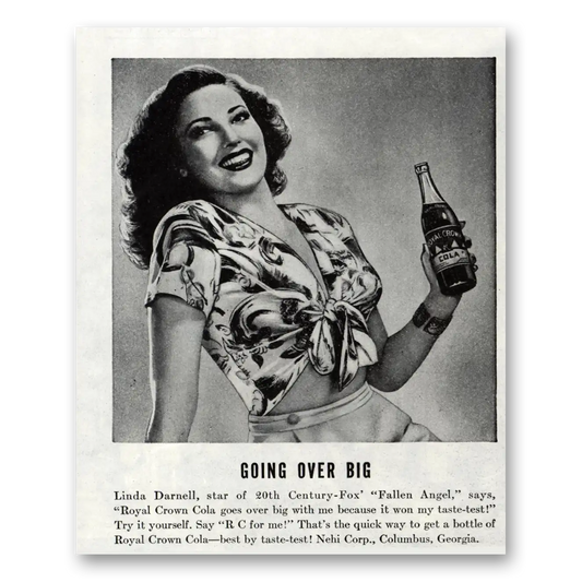 1945 Royal Crown Cola Linda Darnell Vintage Magazine Print Ad