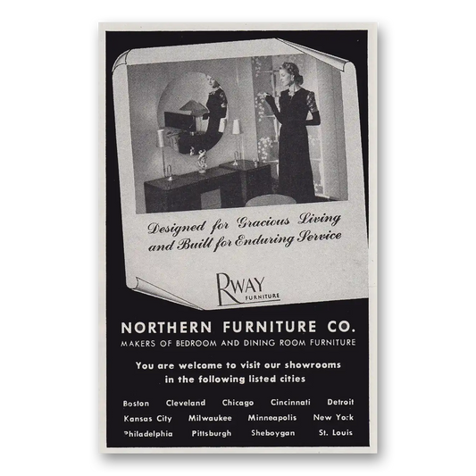 1945 Rway Northern Furniture Designed for Gracious Living Vintage Magazine Print Ad