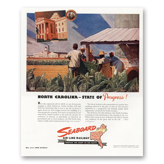 1945 Seaboard Air Line Railway North Carolina Vintage Magazine Print Ad