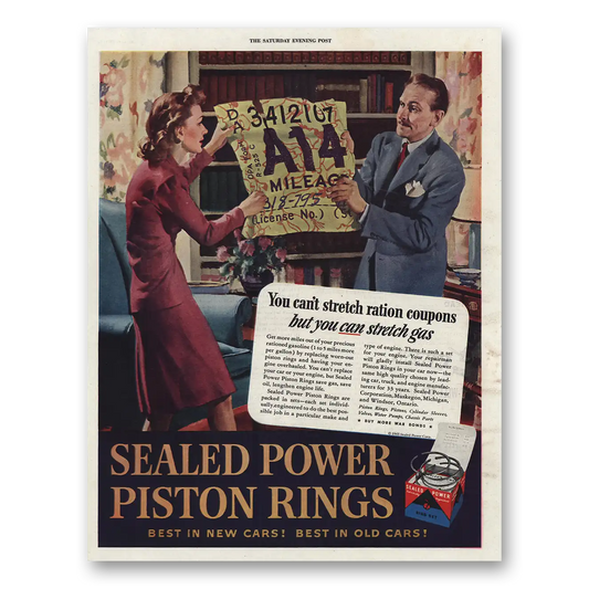 1945 Sealed Power Piston Rings Stretch Ration Coupons Vintage Magazine Print Ad