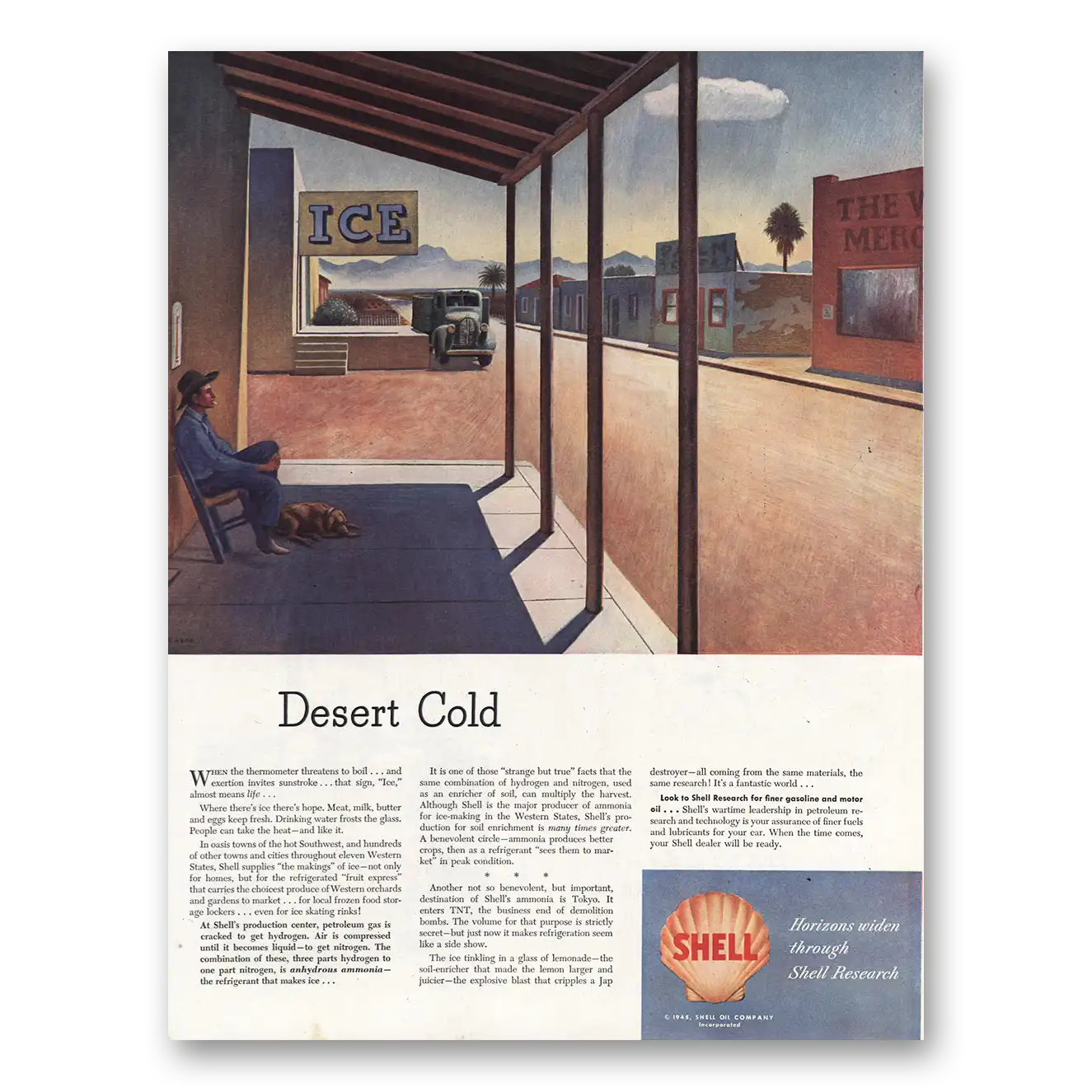 1945 Shell Desert Cold Vintage Magazine Print Ad