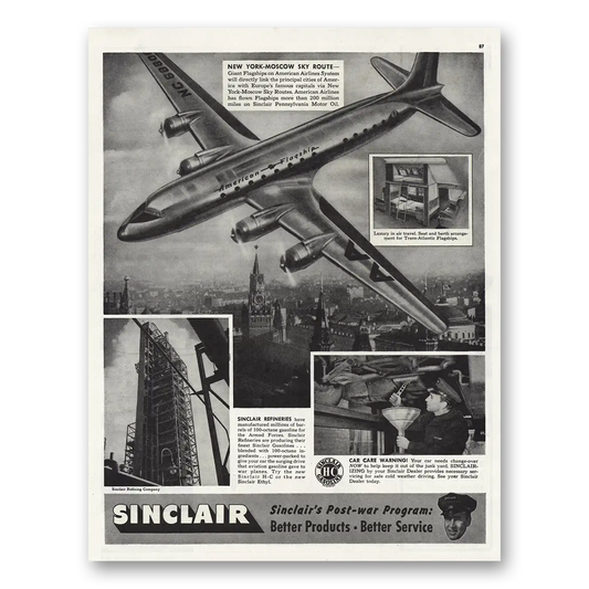 1945 Sinclair New York Moscow Key Route Vintage Magazine Print Ad