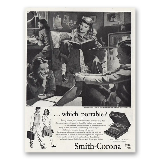 1945 Smith Corona Typewriters Which Portable Among Students Vintage Magazine Print Ad