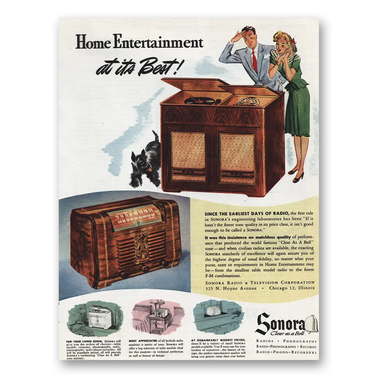 1945 Sonora Radio Television Since Earliest Days of Radio Vintage Magazine Print Ad