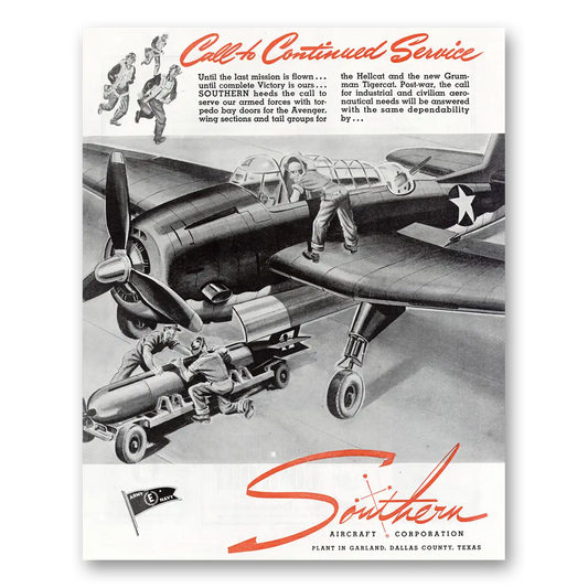 1945 Southern Aircraft Call to Continued Service Vintage Magazine Print Ad