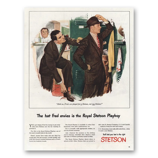 1945 Stetson Playboy Hat The Hat Fred Envies Vintage Magazine Print Ad