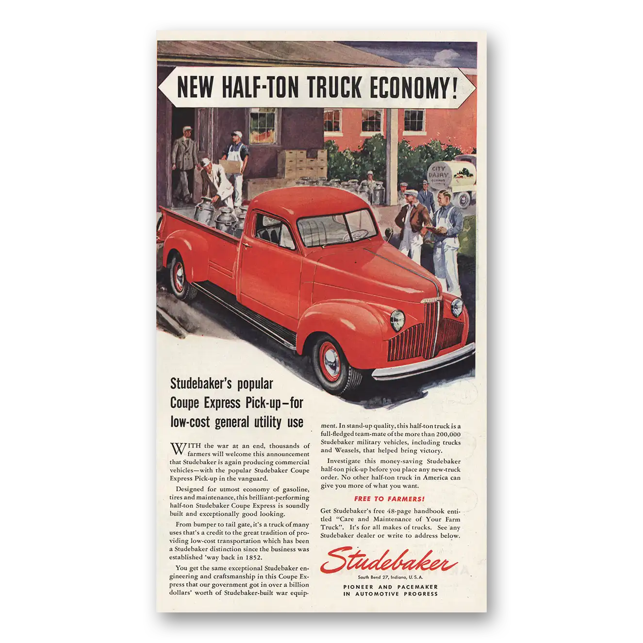 1945 Studebaker Trucks Coupe Express Pickup Vintage Magazine Print Ad