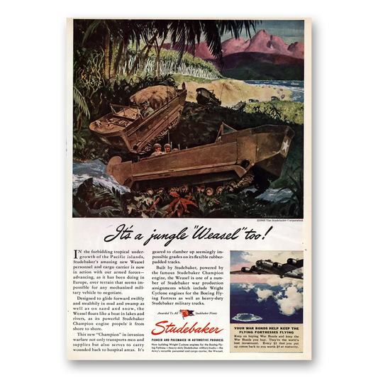 1945 Studebaker Jungle Weasel Too Vintage Magazine Print Ad