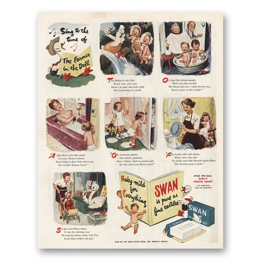 1945 Swan Soap Farmer In the Dell Vintage Magazine Print Ad