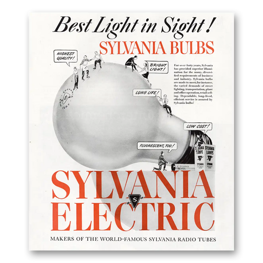 1945 Sylvania Light Bulbs Best Light In Sight Vintage Magazine Print Ad