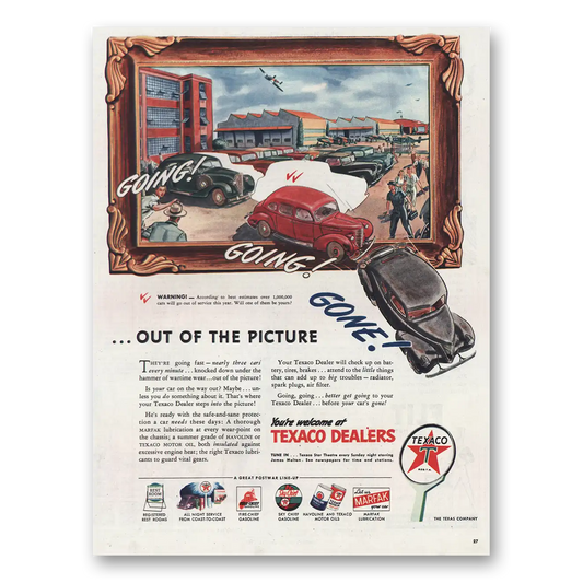 1945 Texaco Out of the Picture Vintage Magazine Print Ad