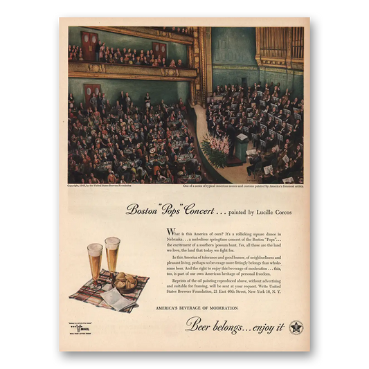 1945 United States Brewers Boston Pops Concert Vintage Magazine Print Ad