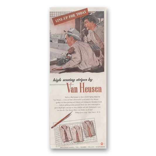 1946 Van Heusen Shirts Line Up for Today Baseball Vintage Magazine Print Ad