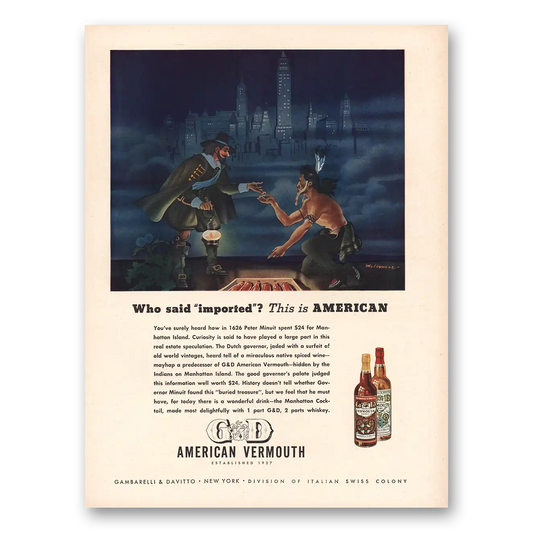 1945 G&D American Vermouth Who Said Imported Vintage Magazine Print Ad