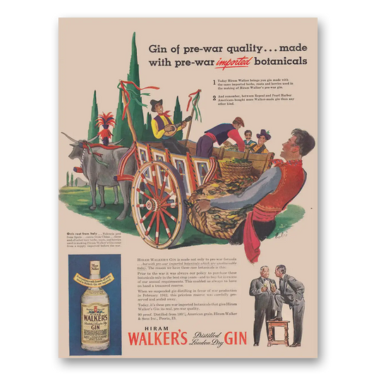 1945 Hiram Walker Pre War Imported Botanicals Vintage Magazine Print Ad