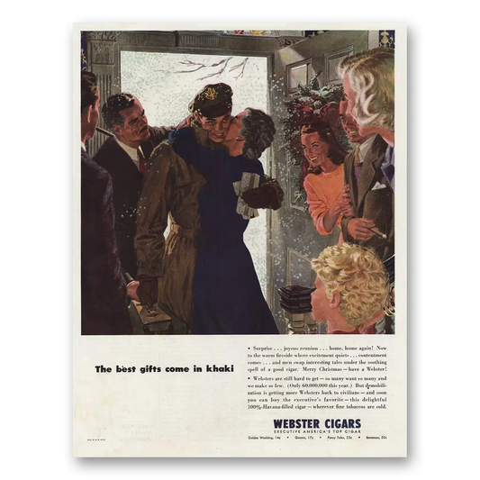 1945 Webster Cigars Best Gifts Come Back In Khaki Vintage Magazine Print Ad