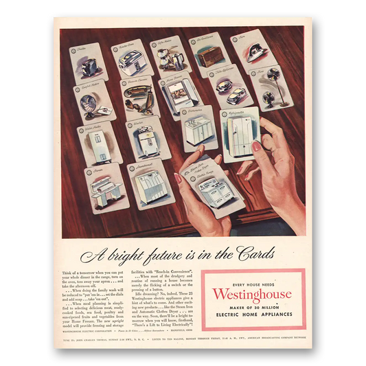 1945 Westinghouse Bright Future In Cards Vintage Magazine Print Ad