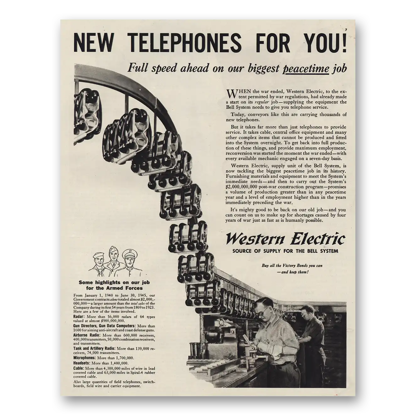 1945 Western Electric New Telephones For You Vintage Magazine Print Ad