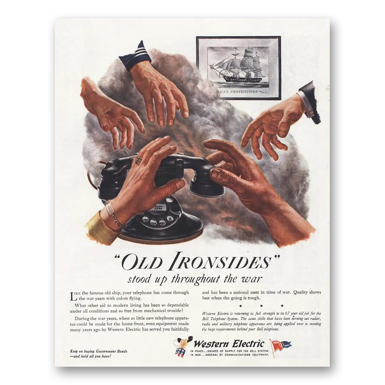 1945 Western Electric Old  Ironsides Vintage Magazine Print Ad