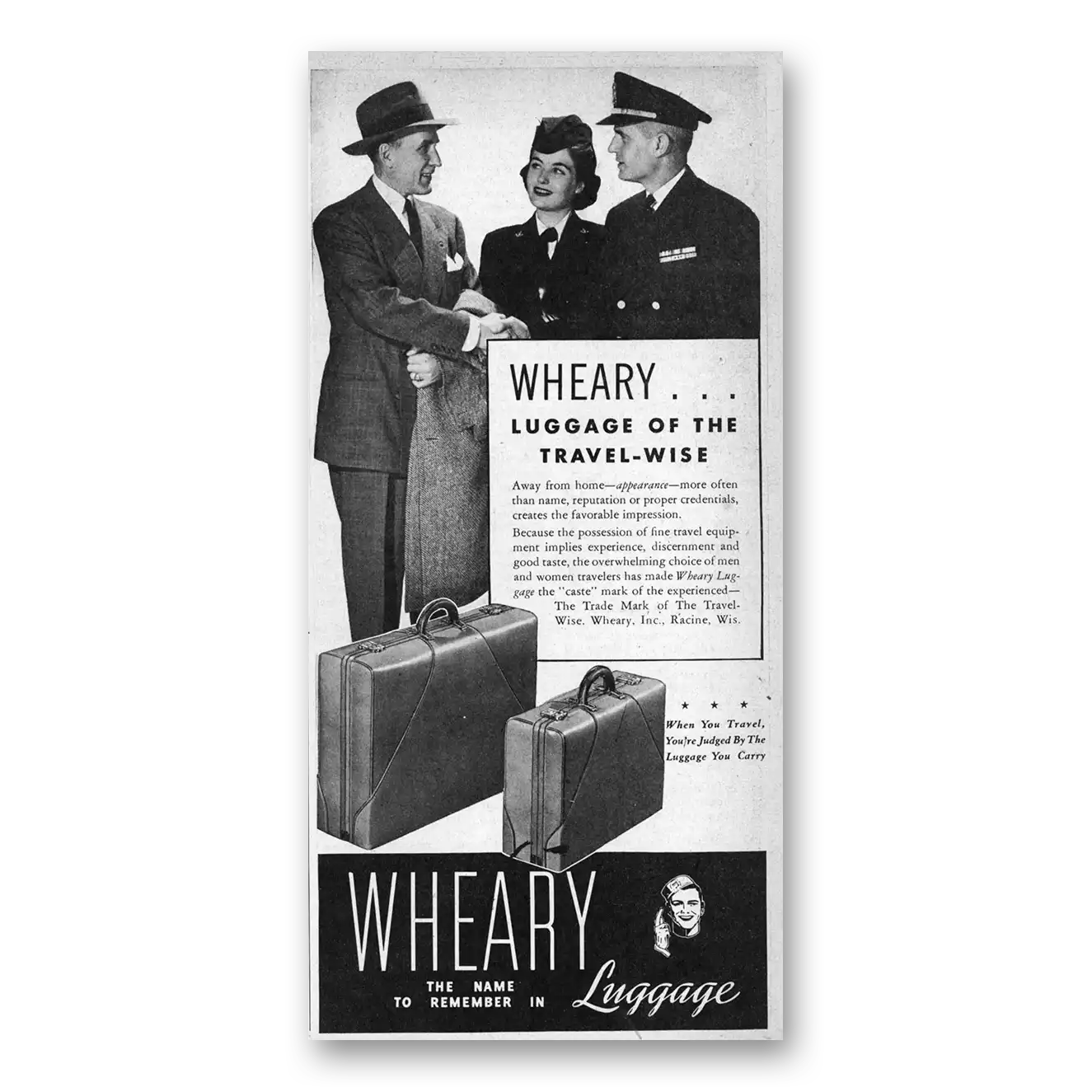 1945 Wheary Luggage Luggage of the Travel Wise Vintage Magazine Print Ad