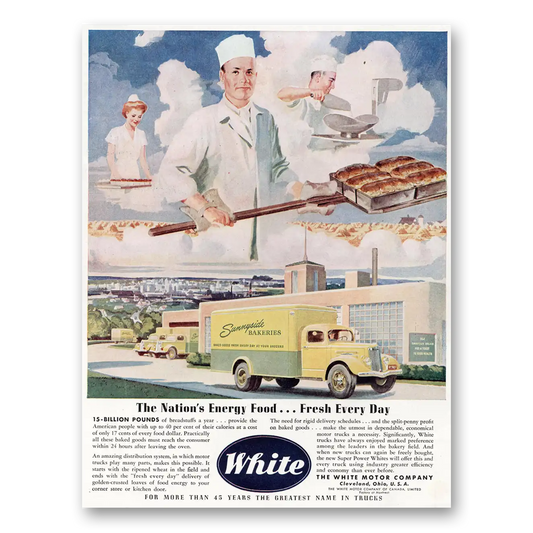 1945 White Trucks Nations Energy Food Vintage Magazine Print Ad