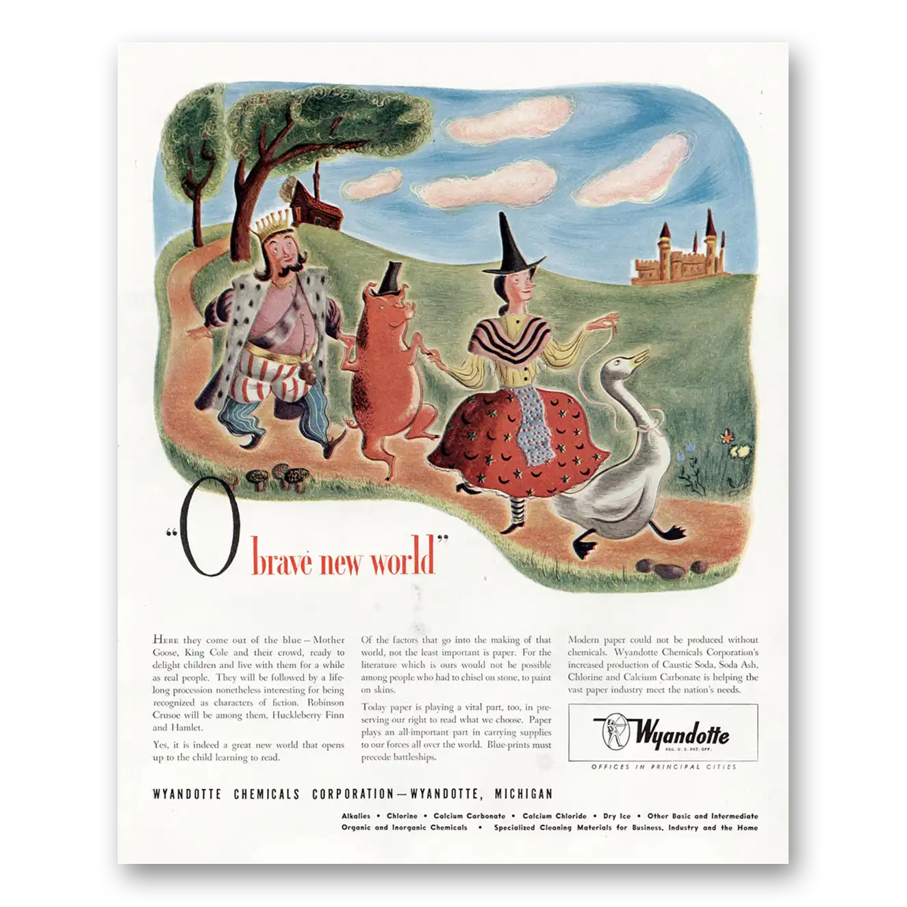 1945 Wyandotte Chemicals O Brave New World Vintage Magazine Print Ad