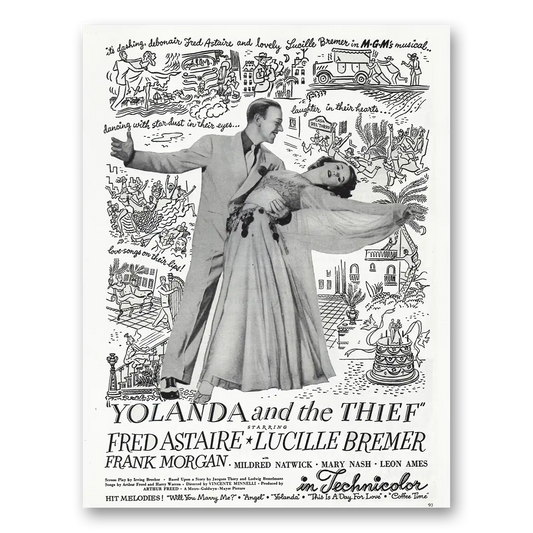 1945 Yolanda and the Thief Promo Fred Astaire and Lucille Bremer Vintage Magazine Print Ad