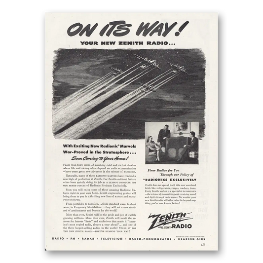 1945 Zenith Radio On Its Way Radionic Marvels Vintage Magazine Print Ad