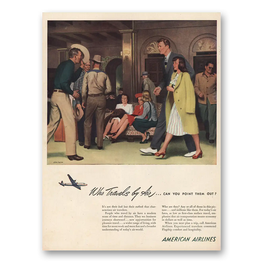 1946 American Airlines Who Travels By Air Vintage Magazine Print Ad